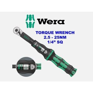 New Wera 075604 Click-Torque A 5, 1/4″ Drive Reversible Torque Wrench 2.5-25Nm